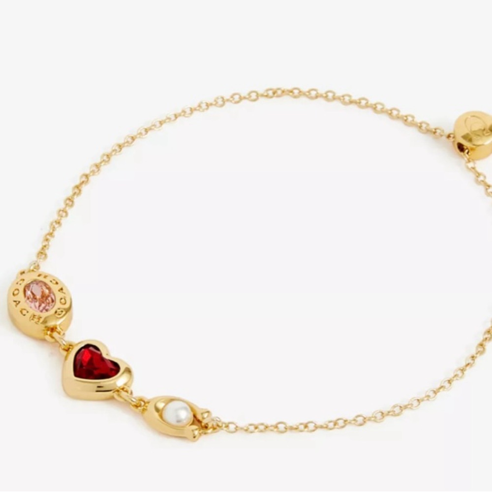 Coach Signature Stone And Heart Slider Bracelet NEW